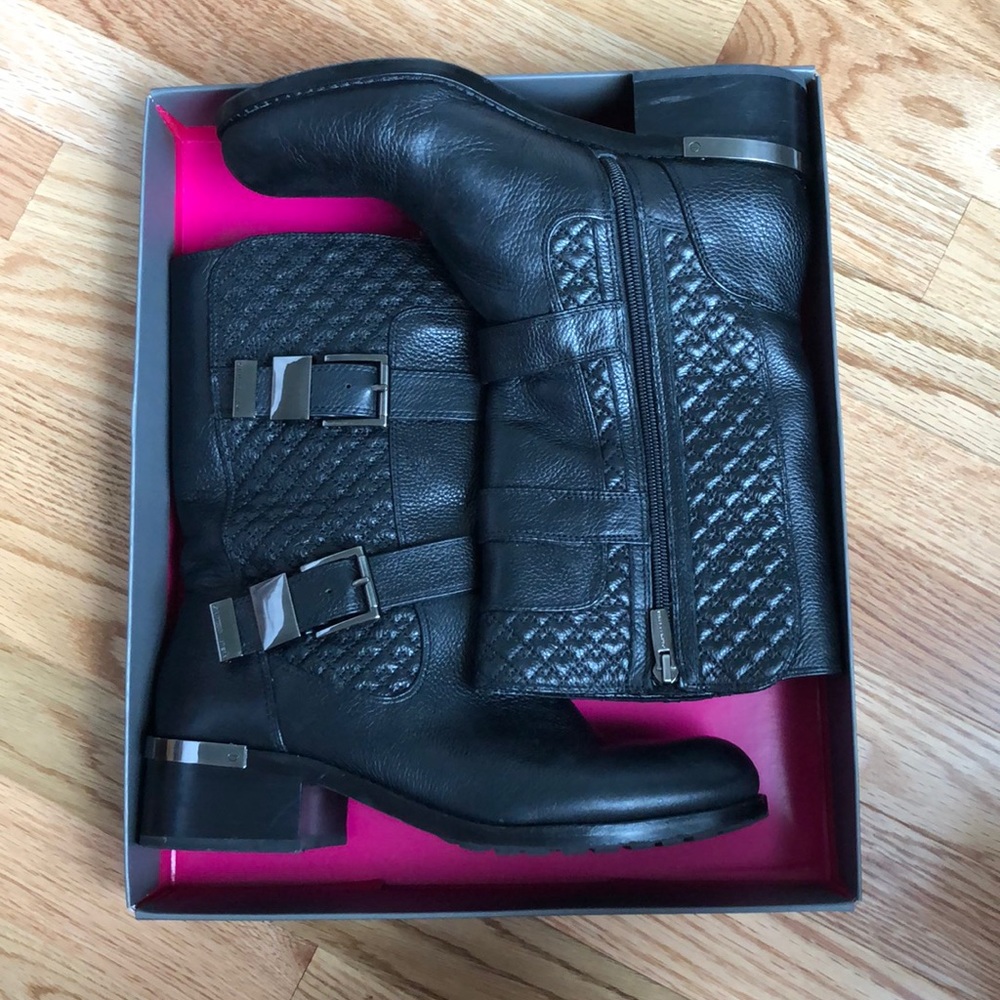 Vince Camuto Leather Welton Moto Boots
